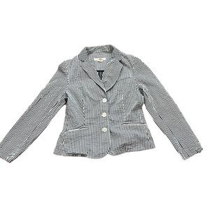 Sandro women’s navy and white striped seersucker blazer jacket Size Medium
